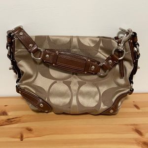 Authentic Coach Carly Signature Sateen Hobo